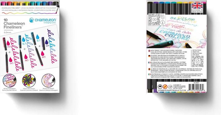 Produktbild Chameleon Fineliner Changing Color (Gelb, Hellblau, Schwarz, Türkis, Violett, Orange, Rot, Blau, Grün, Pink, 10 x)