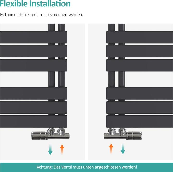 Actual product image Emke Bathroom Radiator Towel Rail Adjustable Temperature Control 160x60cm Anthracite 958W (1005 W)