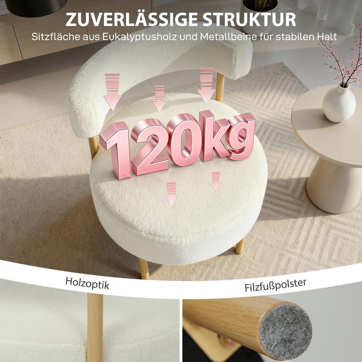 Immagine prodotto Homcom Einzelsessel Polyester, Eukalyptusholz Cremeweiss