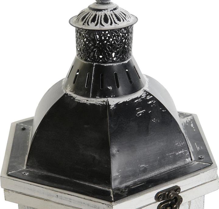 Immagine prodotto DKD Home Decor Laterne Antiker Finish Weiss Dunkelgrau Holz Kristall 19 x 17 x 39 cm