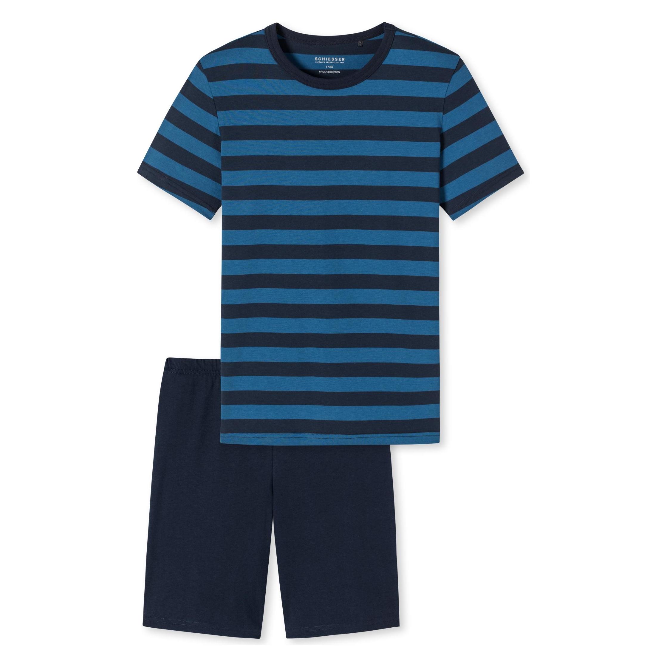 Schiesser Set Pigiama Corto Uomo - Scollo A V - Collezione Primavera/Estate - 95% Cotone 5% Elastan