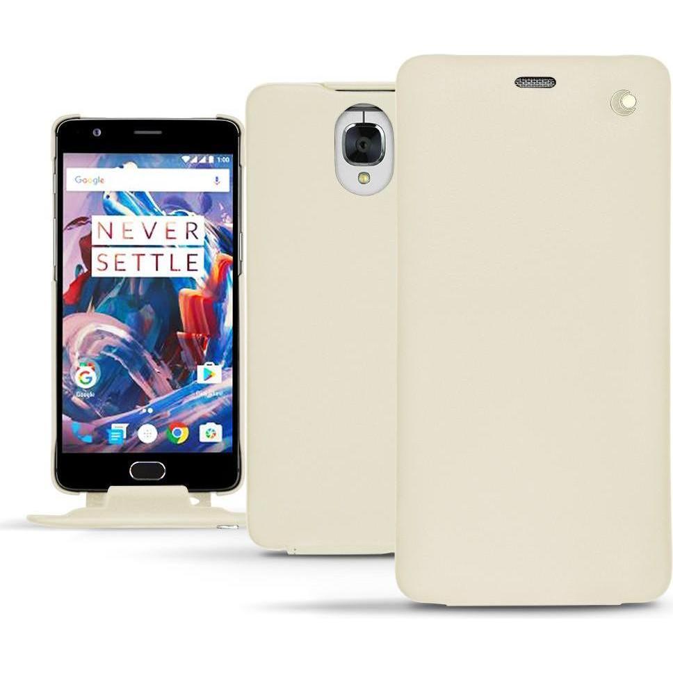 Noreve Lederschutzhülle vertikal (OnePlus 3), Smartphone Hülle, Weiss