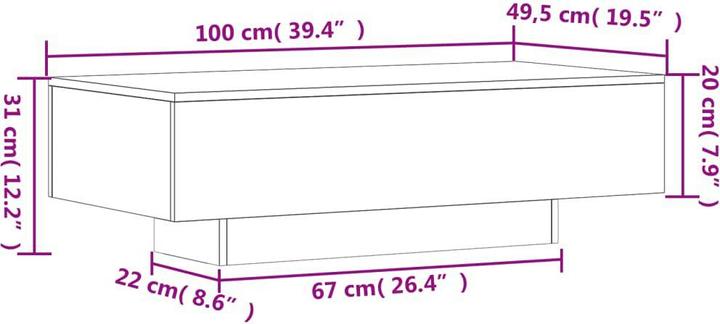 Image du produit vidaXL Couchtisch (100 x 49.50 x 31 cm)