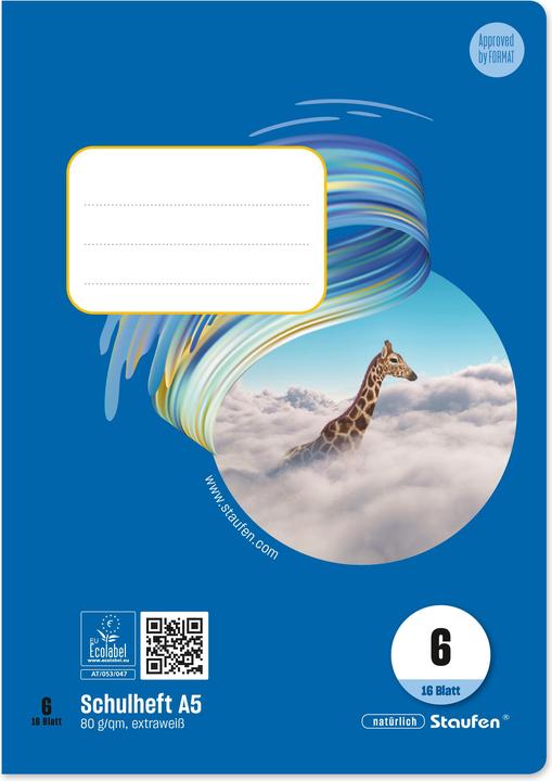 Image du produit Ursus Cahier d'école (A5, Blanc, Couverture souple)