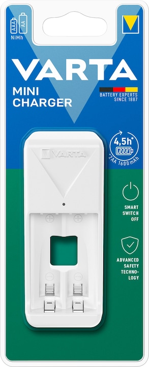 Varta Mini Charger (1 Stk., AA, AAA, 800 mAh, Ladegerät ohne Akku)