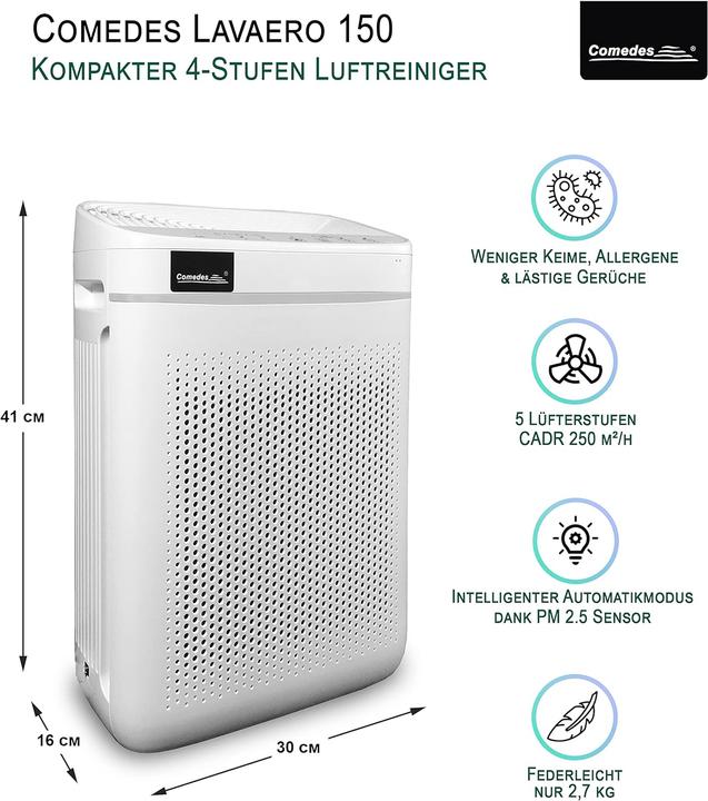 Actual product image Comedes Lavaero 150 eco with nano silver prefilter (40 m²)