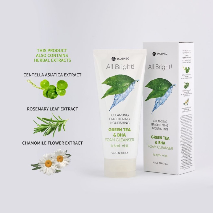 Produktbild JKosmec All Bright Green Tea and BHA Foam Cleanser (180 ml)
