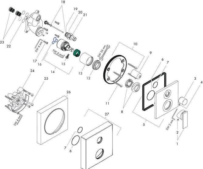 Produktbild hansgrohe Einhebel-Wannenmischer AXOR CITTERIO Unterputz chrom