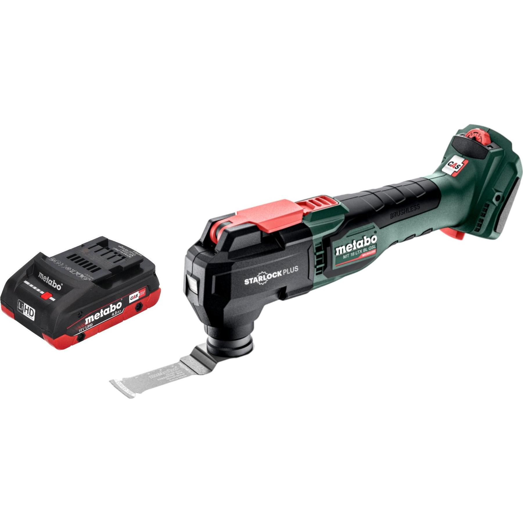 Metabo, Elettroutensile multifunzionale, MT 18 LTX BL QSL Akku Multitool 18 V Brushless Starlock Plus + 1x LiHD Akku 4,0 Ah - ohne