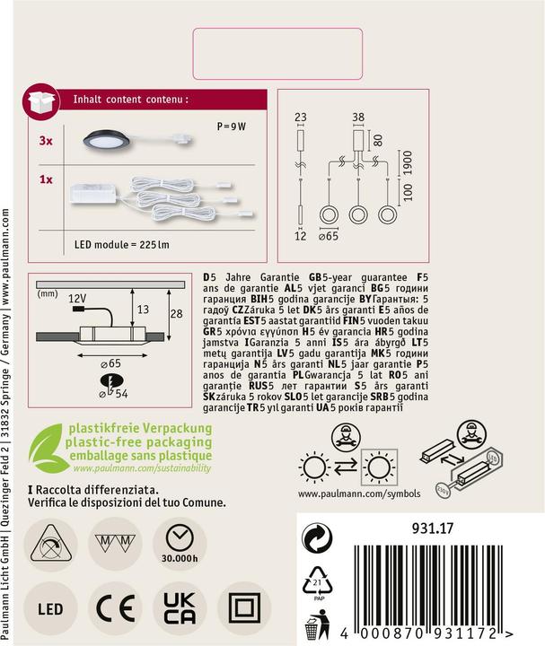 Produktbild Paulmann Möbeleinbauleuchte (540 lm)