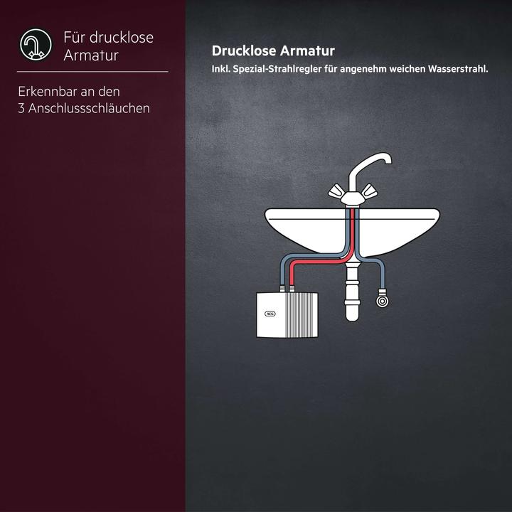 Produktbild AEG Haustechnik Klein-Durchlauferhitzer MTH 350 nur fürs Handwaschbecken, 3,5 kW, mit Stecker, drucklos, VDE