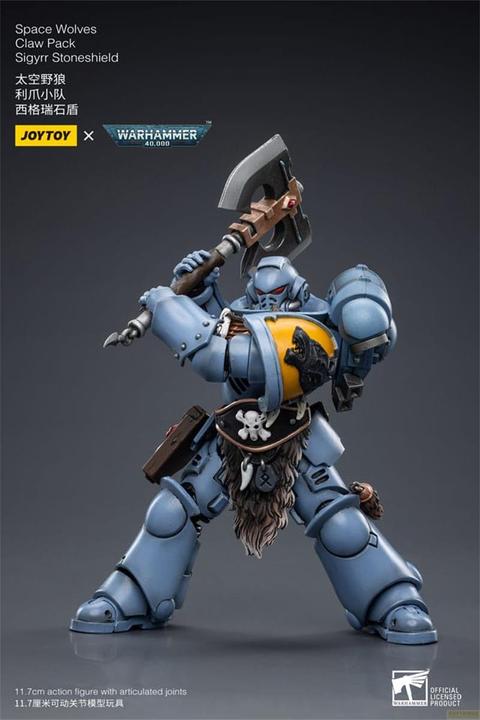 Produktbild Joy Toy Warhammer 40k Actionfigur 1/18 Space Wolves Claw Pack Sigyrr Stoneshield 12 cm
