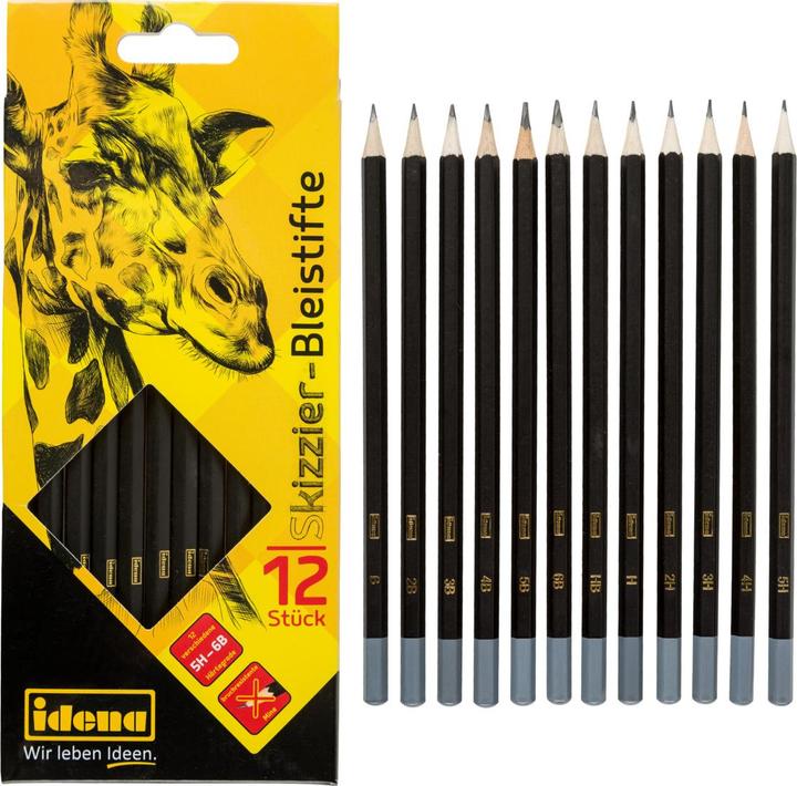 Actual product image Idena Pencils 12s for sketching FSC100% (B, H, 2H, 5B, 4h, 6B, 2B, 4B, 3H, 3B, 5H, HB, 12 x)