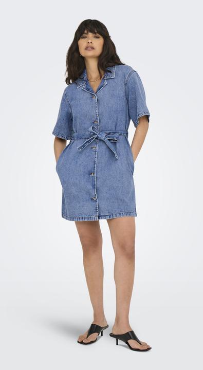 Immagine prodotto Only Normal geschnitten V-Ausschnitt Kastige Ärmel Kurzes Kleid Jeanskleid (L)