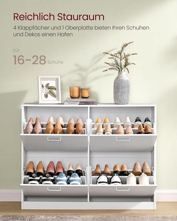 Actual product image Songmics Schuhschrank Klappen Verstellbar Schuhregal Schneeweiss (105.50 x 24 x 82.70 cm)