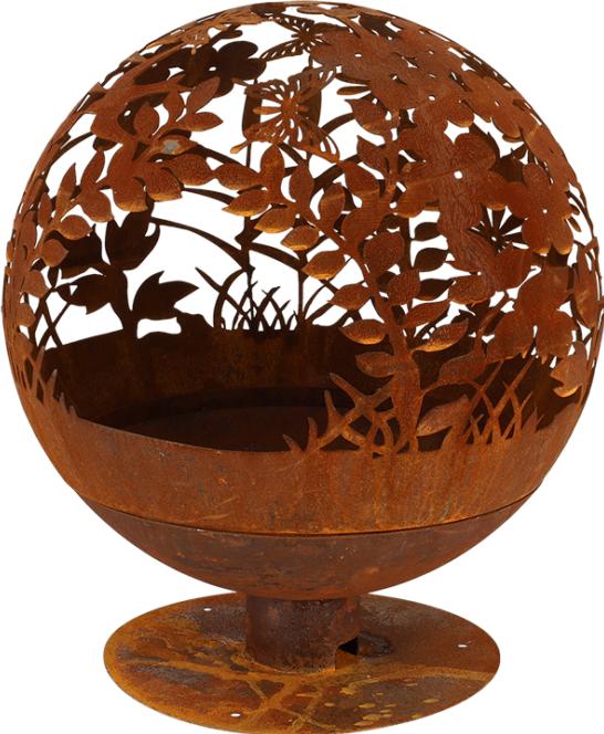 Produktbild Esschert Design Feuerball Blumen, Rostbraun, Ø 58 cm (57 cm)
