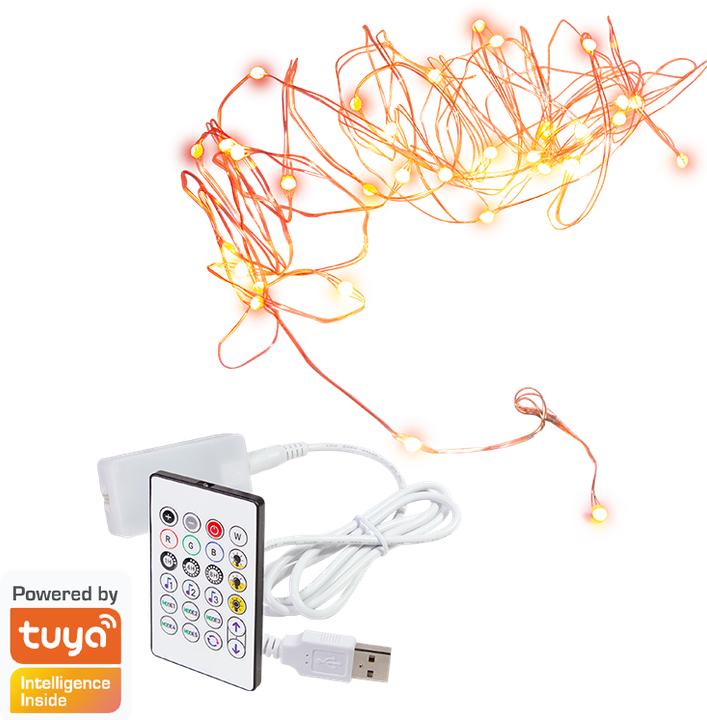 Immagine prodotto LogiLink Catena luminosa RGB intelligente Wi-Fi con telecomando, compatibile con Tuya, 5 m (5 m)