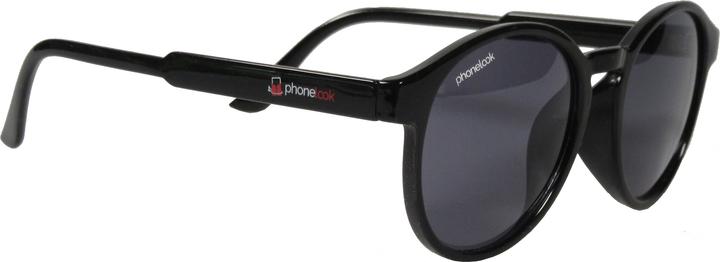 Produktbild PhoneLook UV400 Runde schwarze Sonnenbrille – ultraleicht, modernes Design + Transporttasche Schwarz