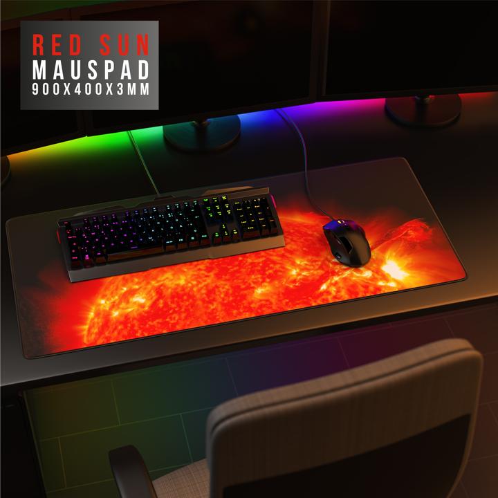 Produktbild CSL Gaming Mauspad, XXL Mausmatte 900 x 400mm, Präzision & Geschwindigkeit, Rote Sonne (XXL)