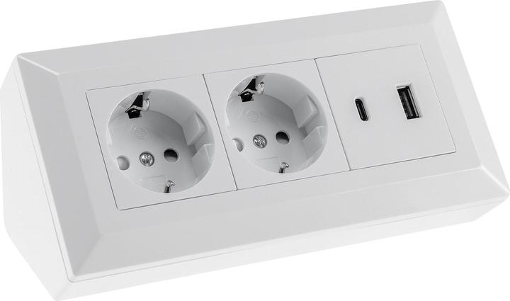 Chilitec Steckdosenblock 23572, 2-fach, USB-A+C, 16A/250V, weiss (2x)