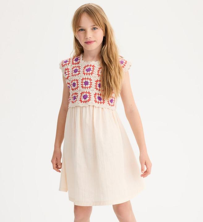 Actual product image La Redoute Collections Ärmelloses Kleid mit gehäkeltem Plastron (110)