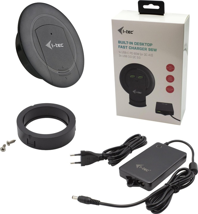 Produktbild i-tec Built-in Desktop Fast Charger USB-C PD 3.0 3x USB 3.0 QC3.0 96 W (96 W)