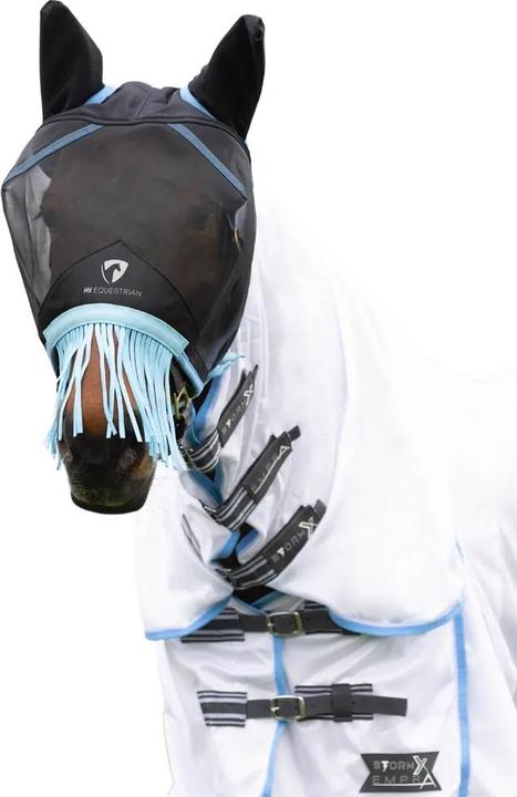 Immagine prodotto Hy Maglia a Rete Mezza Maschera da Cavallo con Frecchie e Frange