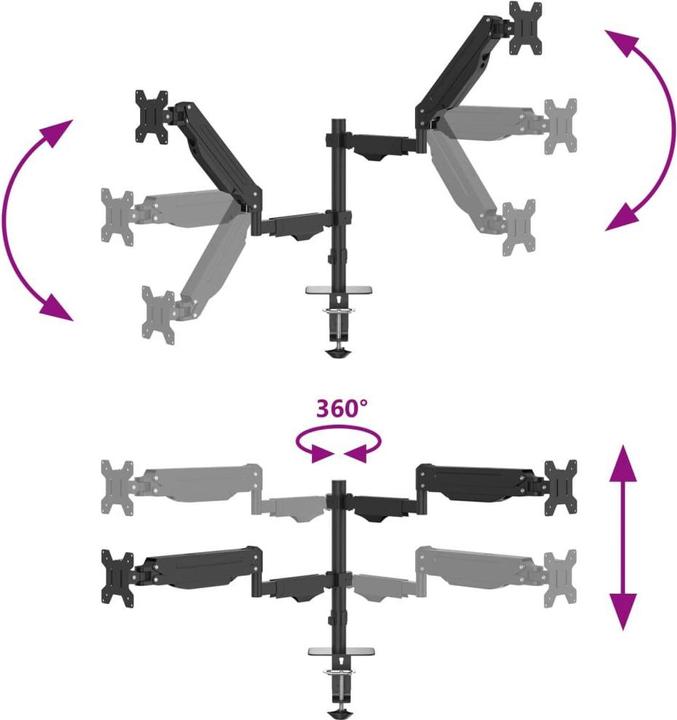 Image du produit VidaXL Bras pour écran double pour Max 27 pouces VESA 75/100 mm 20 kg (27")