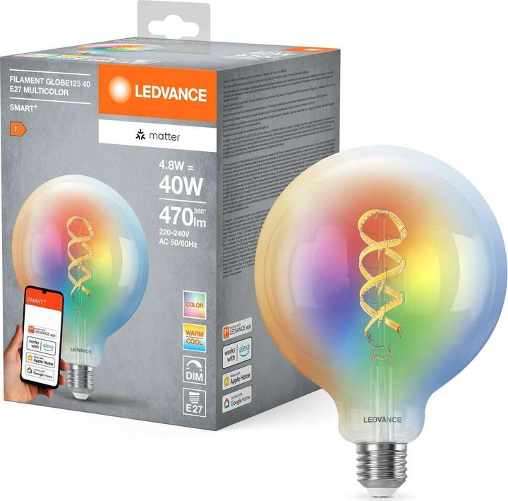 Immagine prodotto Ledvance SMART+ MATTER FILAMENT GLOBE MULTICOLOR 4.8W 827...865 Multicolore E27 (E27, 470 lm, 1 x)