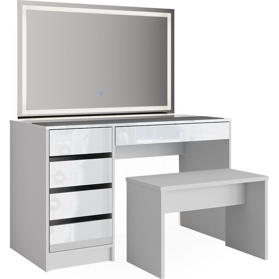 Vicco, Schminktisch, Sherry mit Hocker und Beleuchtung (120 x 55 x 75 cm)