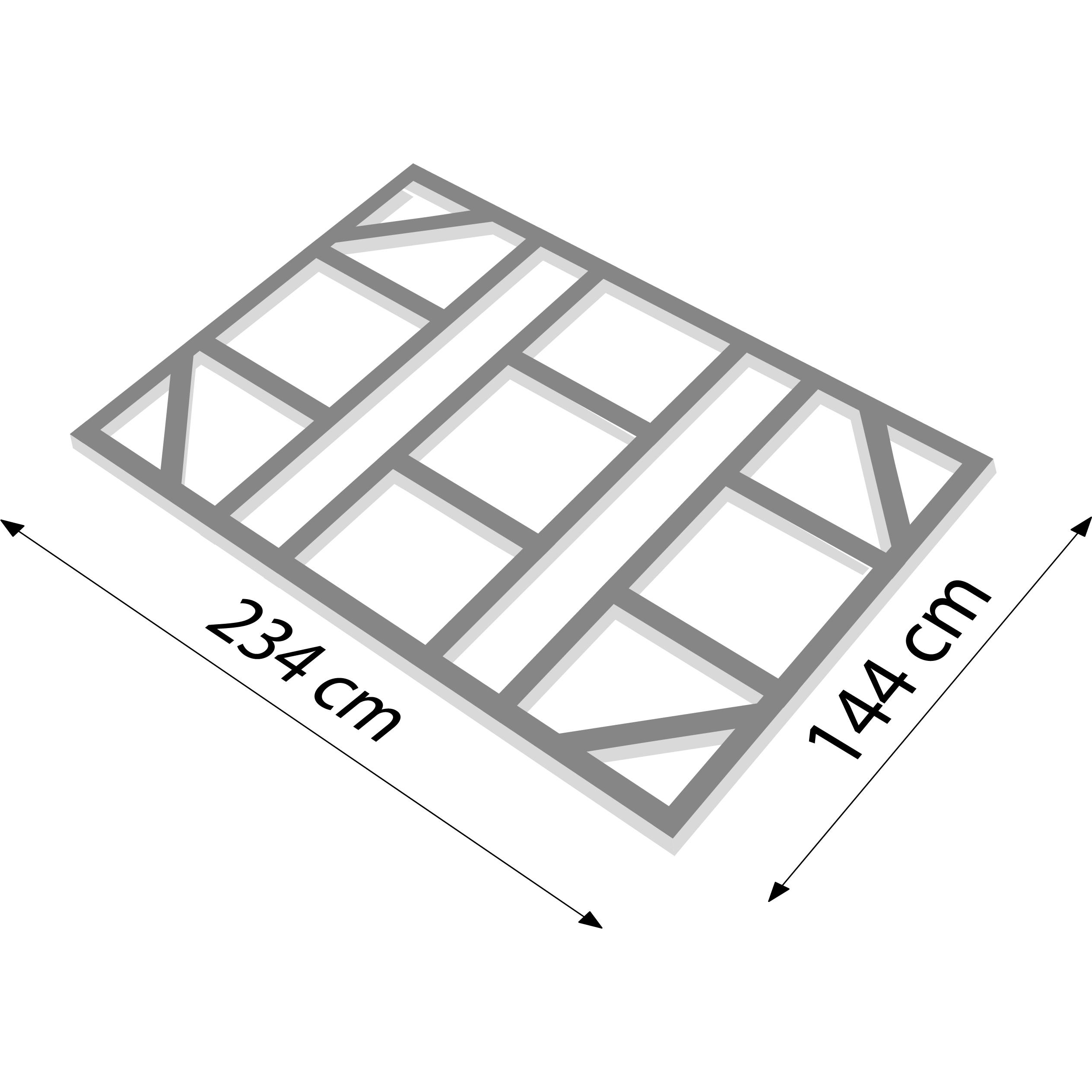 Thumbnail - Globel, Gartenhaus + Gartenschrank, Fundamentbodenrahmen 5x8 Masse 2340 x 1440 mm