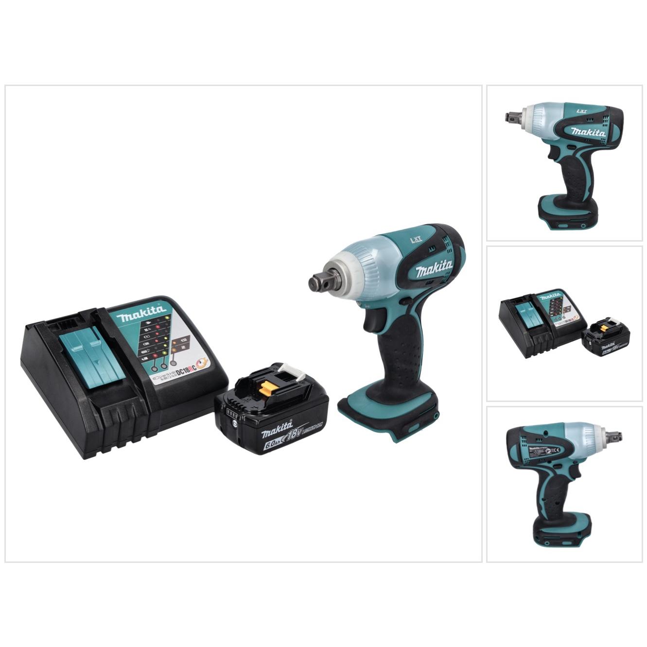Makita, Bohrmaschine + Akkuschrauber, DTW 251 RG1 Akku Schlagschrauber 18 V 230 Nm 1/2" + 1x Akku 6,0 Ah + Ladegerät (Ak...