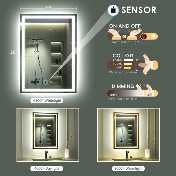 Actual product image Ganpe LED sensor mirror