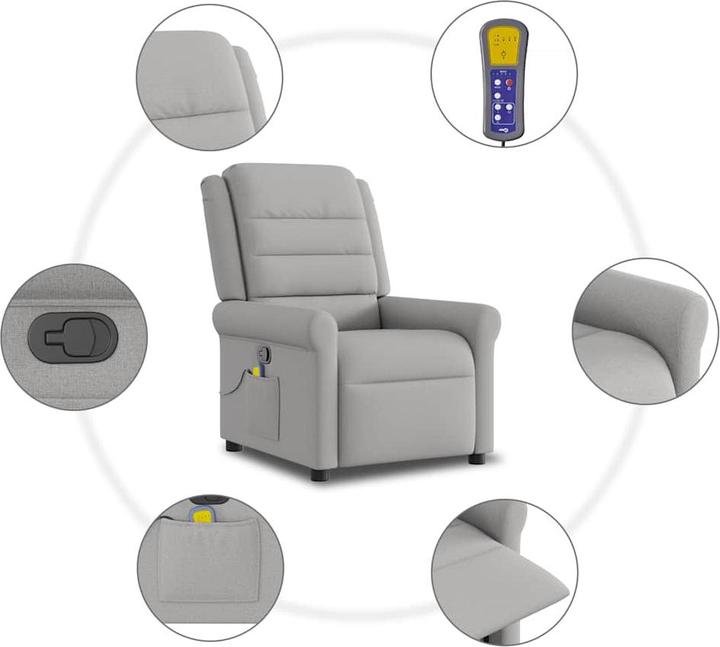 Immagine prodotto vidaXL Poltrona massaggiante in tessuto cloud grey poltrona TV massaggiante