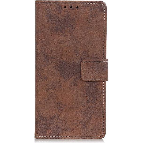 MU Style Vintage Leder Bookcover Series (Samsung Galaxy A90 5G), Smartphone Hülle, Braun