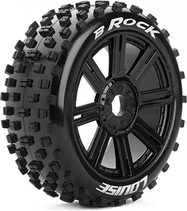 Image du produit Louise B-ROCK 1-8 Buggy Jeu de roues complètes Fini collé Jantes à rayons Soft Noir Hex 17mm L-T3270SB