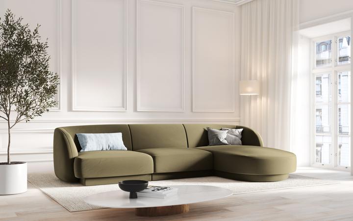 Image du produit Micadoni Canapé D'Angle Droit Velours, "Miley", 4 Places, 255x156x70Fabriqué en Europe (Canapé d'angle)
