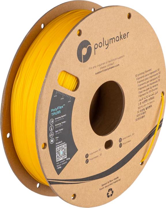 Produktbild Polymaker PolyFlex TPU95 V2 - Yellow - 1.75mm (TPU, 1.75 mm, 750 g)