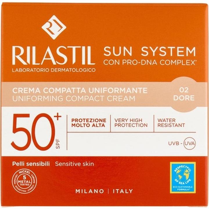 Immagine prodotto Rilastil Sun System Crema Compatta Uniforme Spf50 Colore 02 Dore 10g (Crema solare viso, SPF 50+, 75 g)