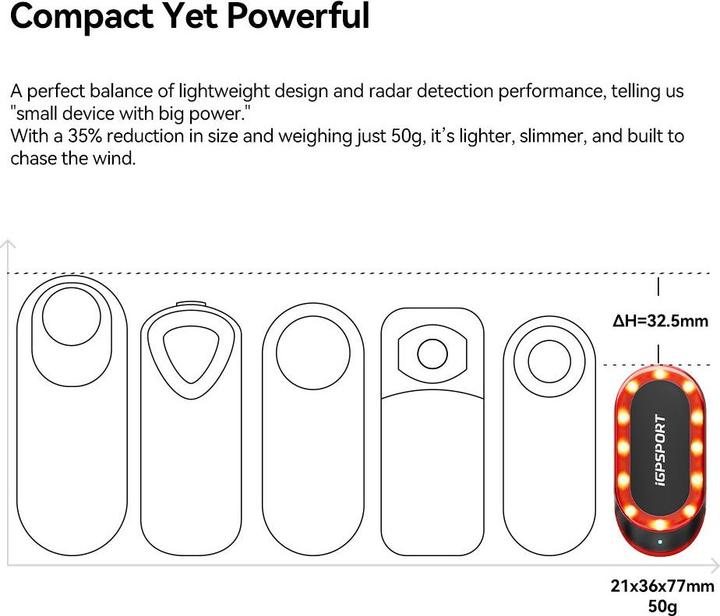 Immagine prodotto iGPSport Bike light, rear SR mini (40 lm)