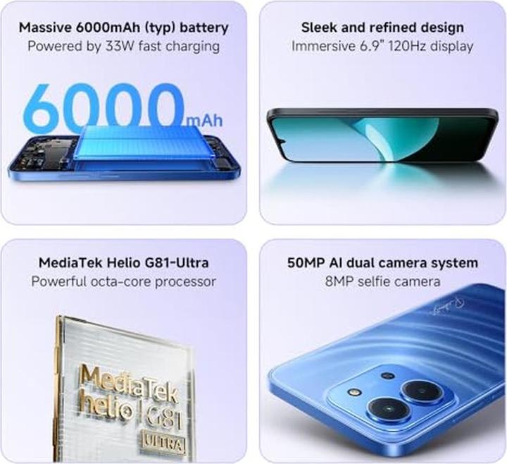 Image du produit Xiaomi Redmi 15C (256 Go, Bleu clair de lune, 6.71", Double SIM, 4G)