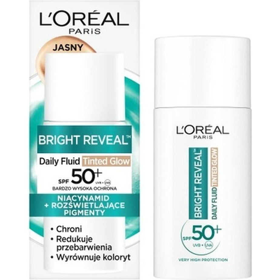 L'oréal Paris Donna Crema Solare, L'oreal Daily Fluid Spf 50+ Tinted Glow Lightweight Tinted Fluid Light 50Ml (Spf 50+, 50 Ml)
