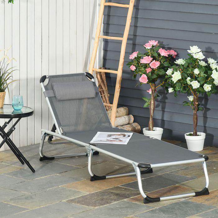 Produktbild Swisshandel24 Sonnenliege Gartenliege Alu Stoffliege Relaxliege 5-fach verstellbar faltbar ergonomisch Netzstoff G (189 cm)
