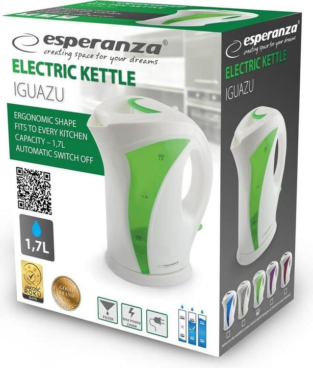 Immagine prodotto Esperanza elettrica Iguazu EKK018G (2200W 1,7l, colore verde) (1.70 l)