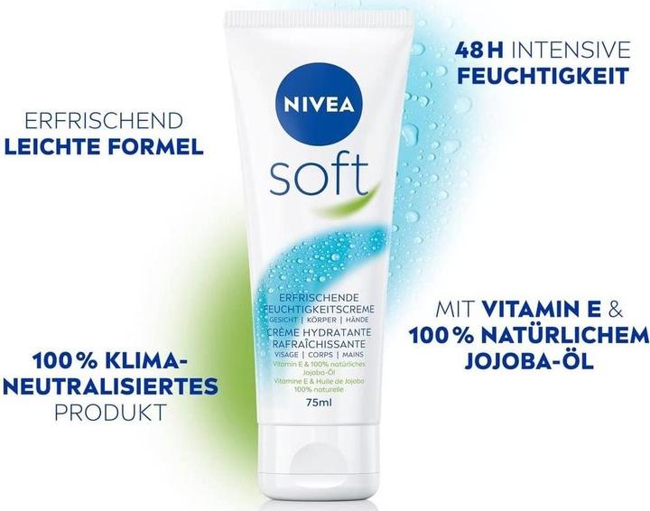 Produktbild NIVEA Soft erfrischende Feuchtigkeitscreme Tube (Körpercreme, 75 ml)