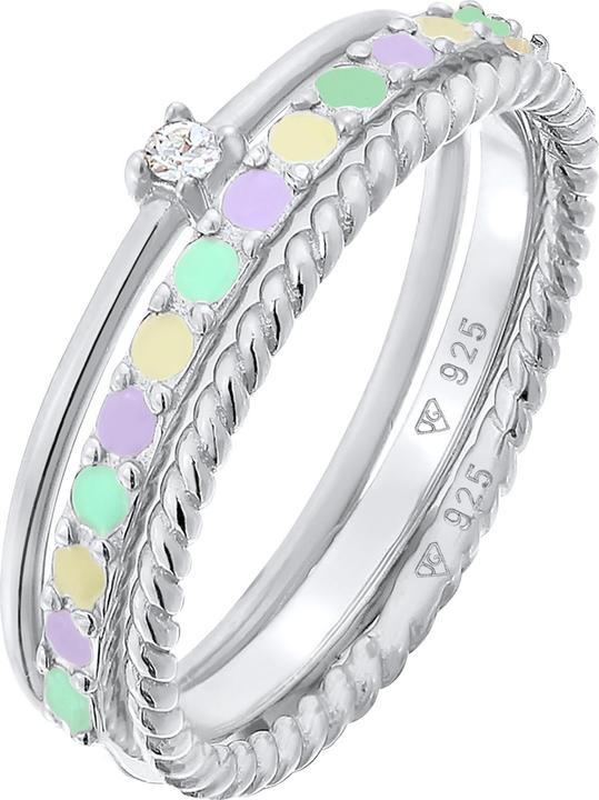 Produktbild Elli Ring Multi-Color Emaille Kristall 3er Set 925 Silber (64)