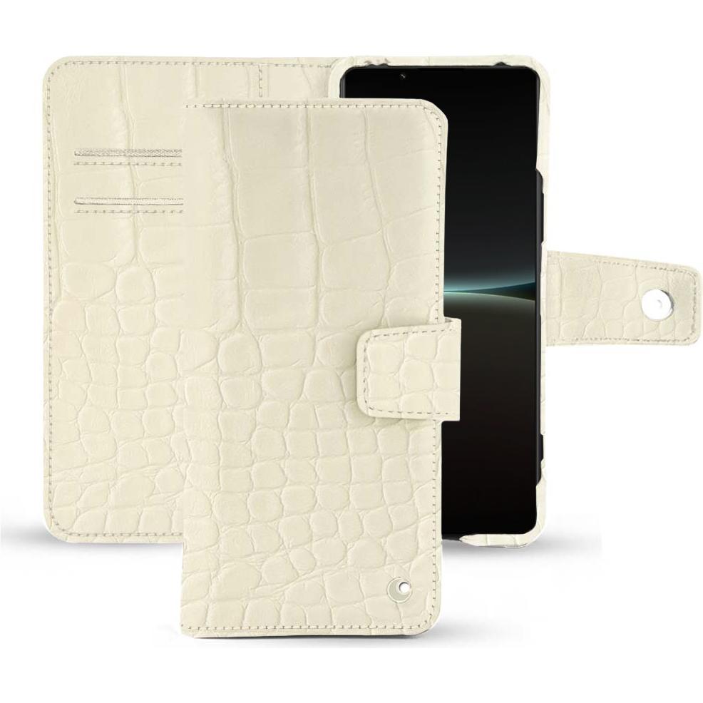 Noreve Lederschutzhülle Wallet (Sony Xperia 5 IV), Smartphone Hülle, Weiss