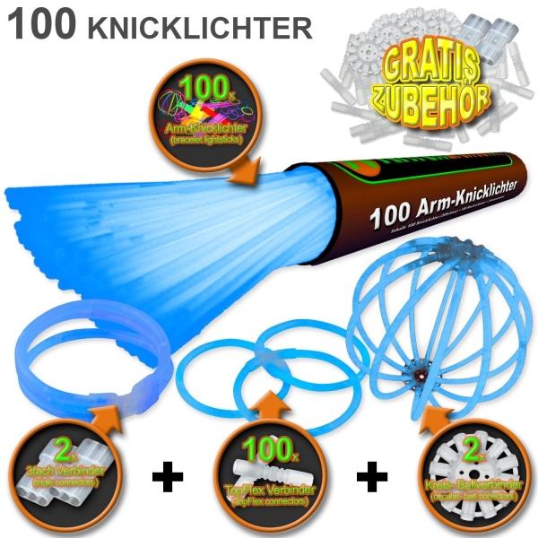 Produktbild Knicklichter 100 Arm in BLAU inkl. hochflexiblen TopFlex Verbindern