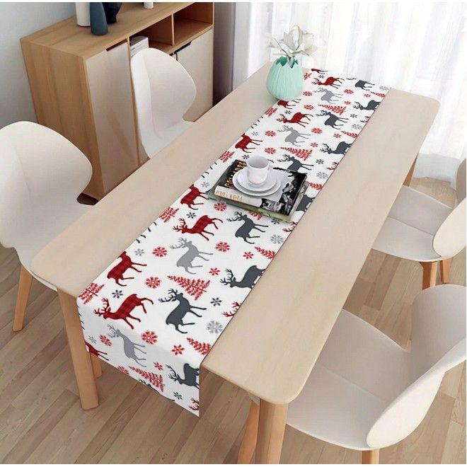 MU Style Noel Series Chemin de table en lin (180x33 cm) (180 x 33 cm)