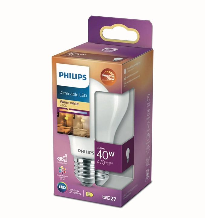 Image du produit Philips Lampe (E27, 3.40 W, 470 lm, 1 x, D)
